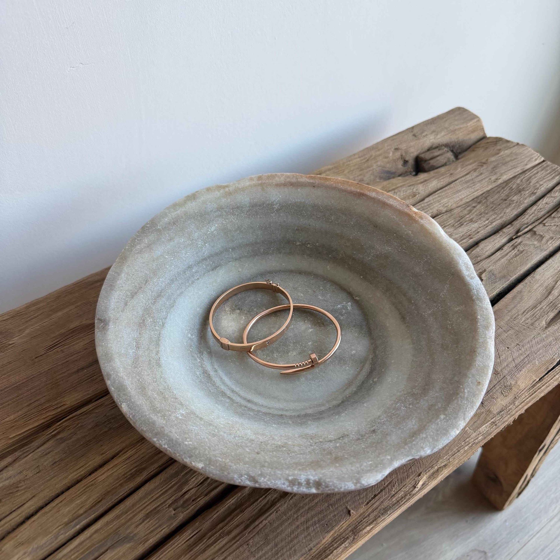 Vintage Marble Stone Bowl / Rustic Catch All Dish