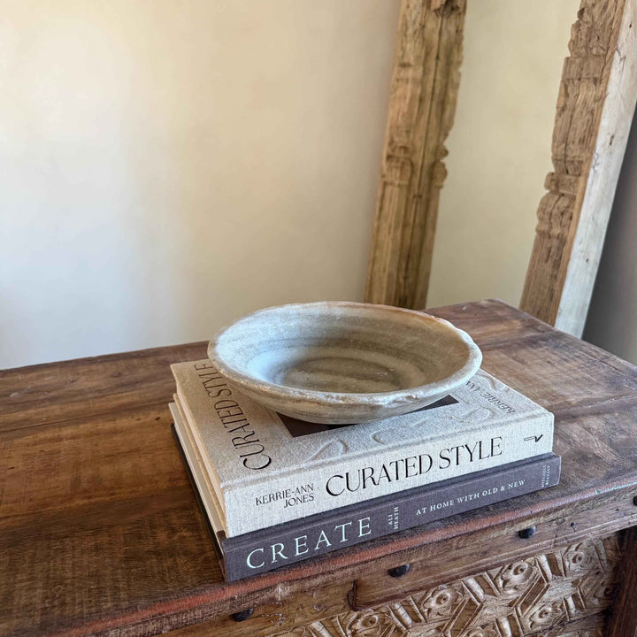 Vintage Marble Stone Bowl / Rustic Catch All Dish