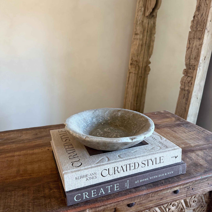 Vintage Marble Stone Bowl / Rustic Catch All Dish