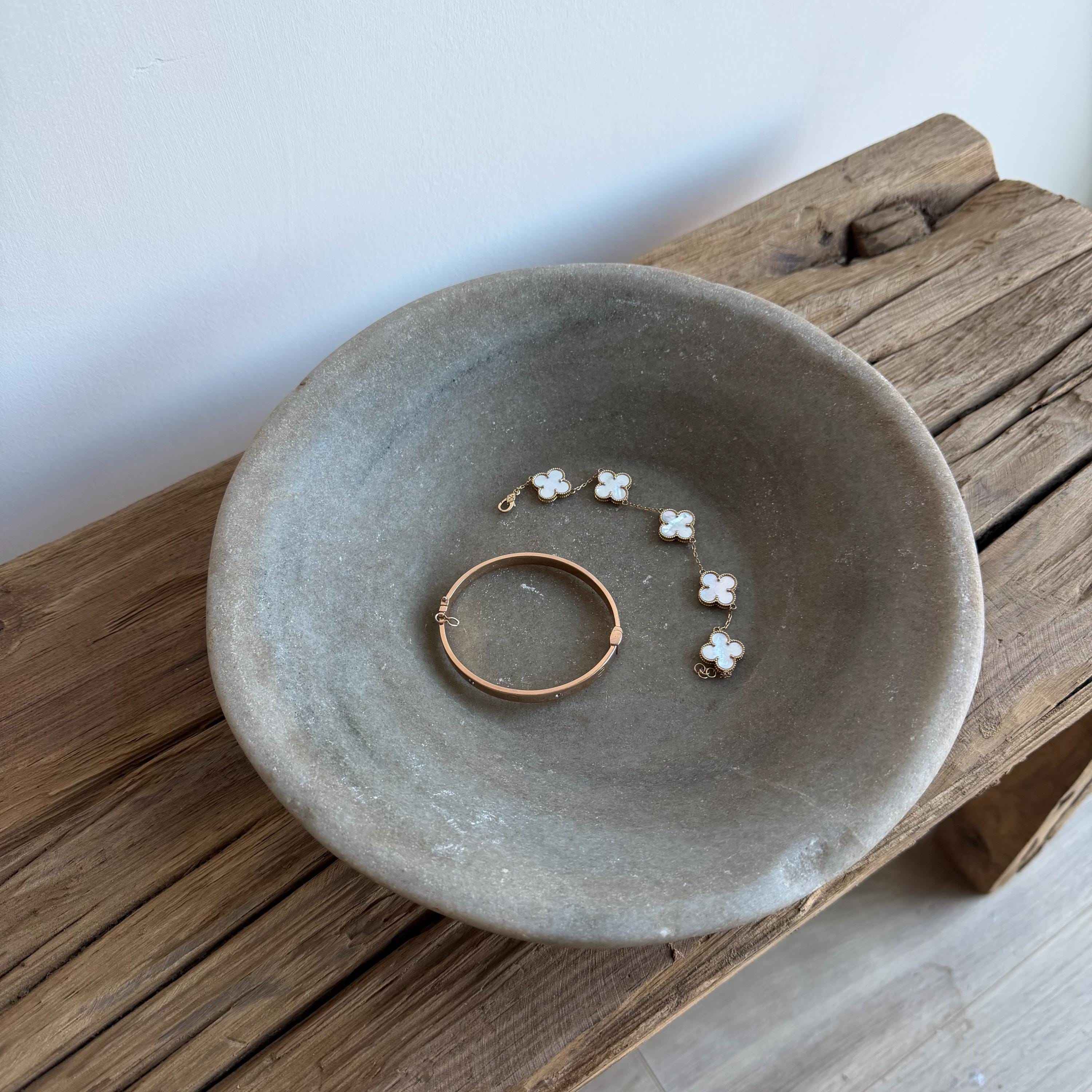 Vintage Marble Stone Bowl / Rustic Catch All Dish