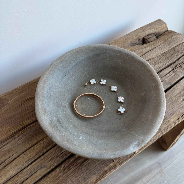 Vintage Marble Stone Bowl / Rustic Catch All Dish