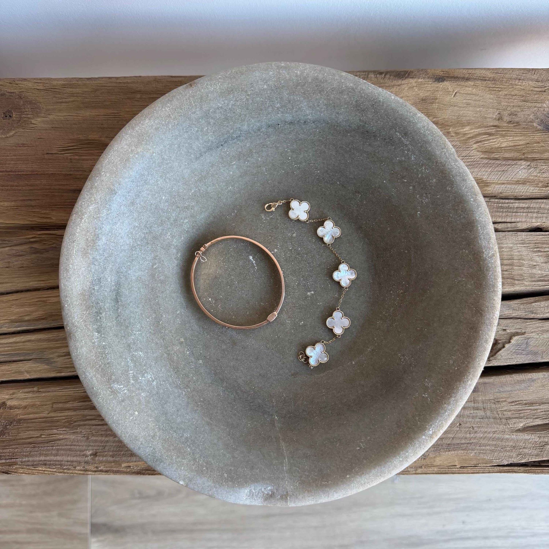 Vintage Marble Stone Bowl / Rustic Catch All Dish