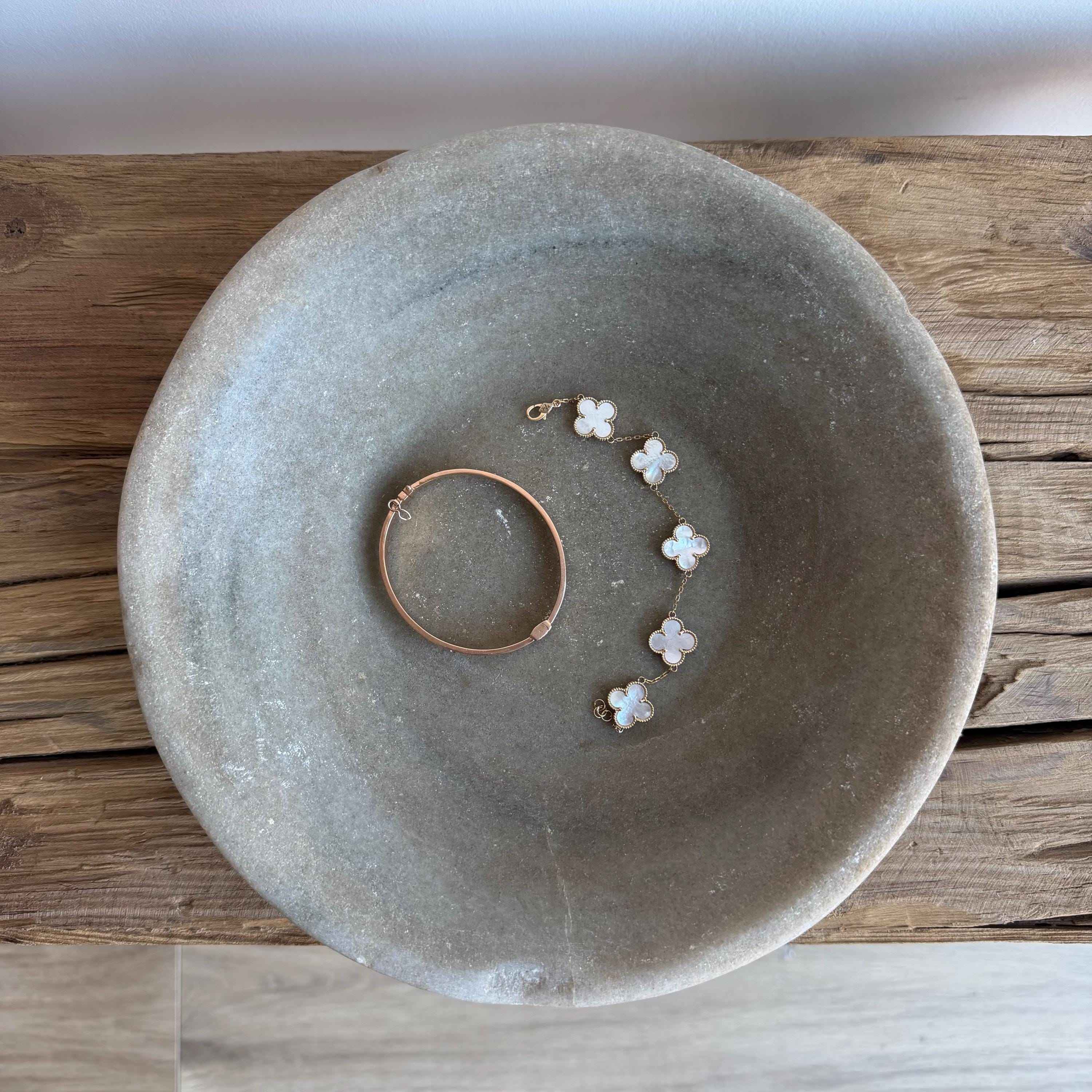 Vintage Marble Stone Bowl / Rustic Catch All Dish