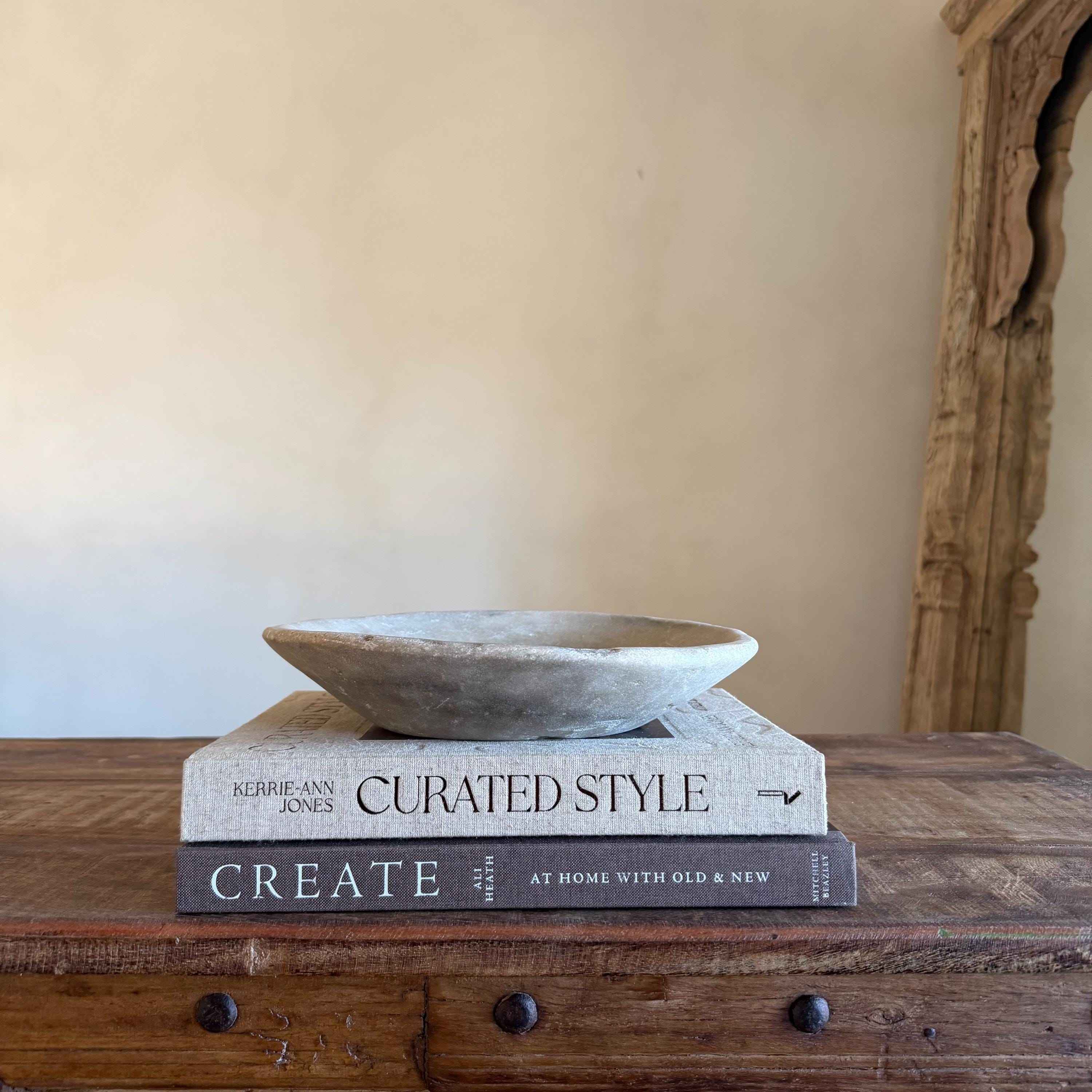 Vintage Marble Stone Bowl / Rustic Catch All Dish