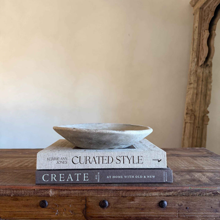Vintage Marble Stone Bowl / Rustic Catch All Dish