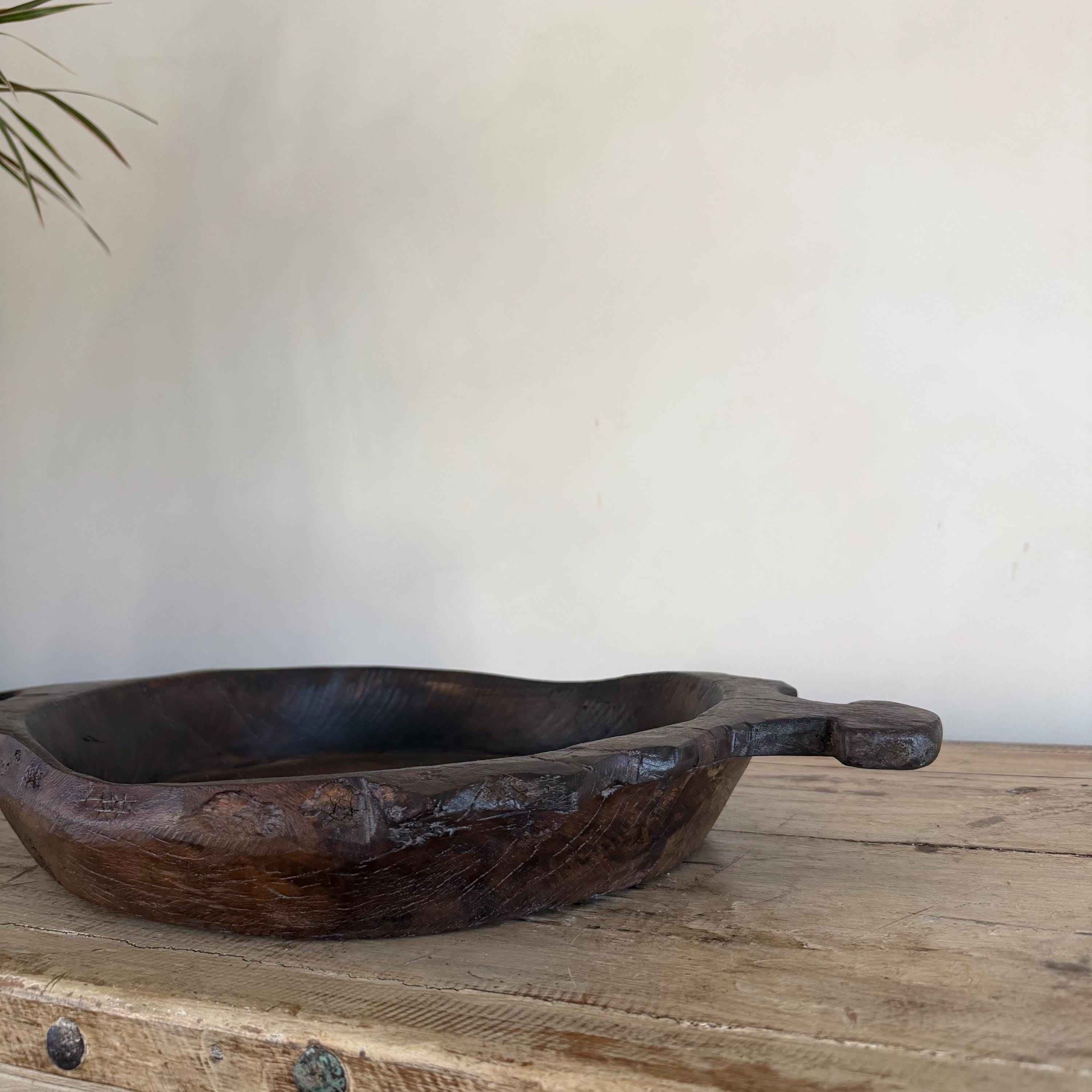 Vintage Teak Wood Dough Bowl | Rustic Parat Tray 20"