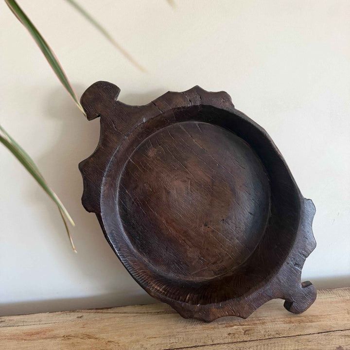 Vintage Teak Wood Dough Bowl | Rustic Parat Tray 20"