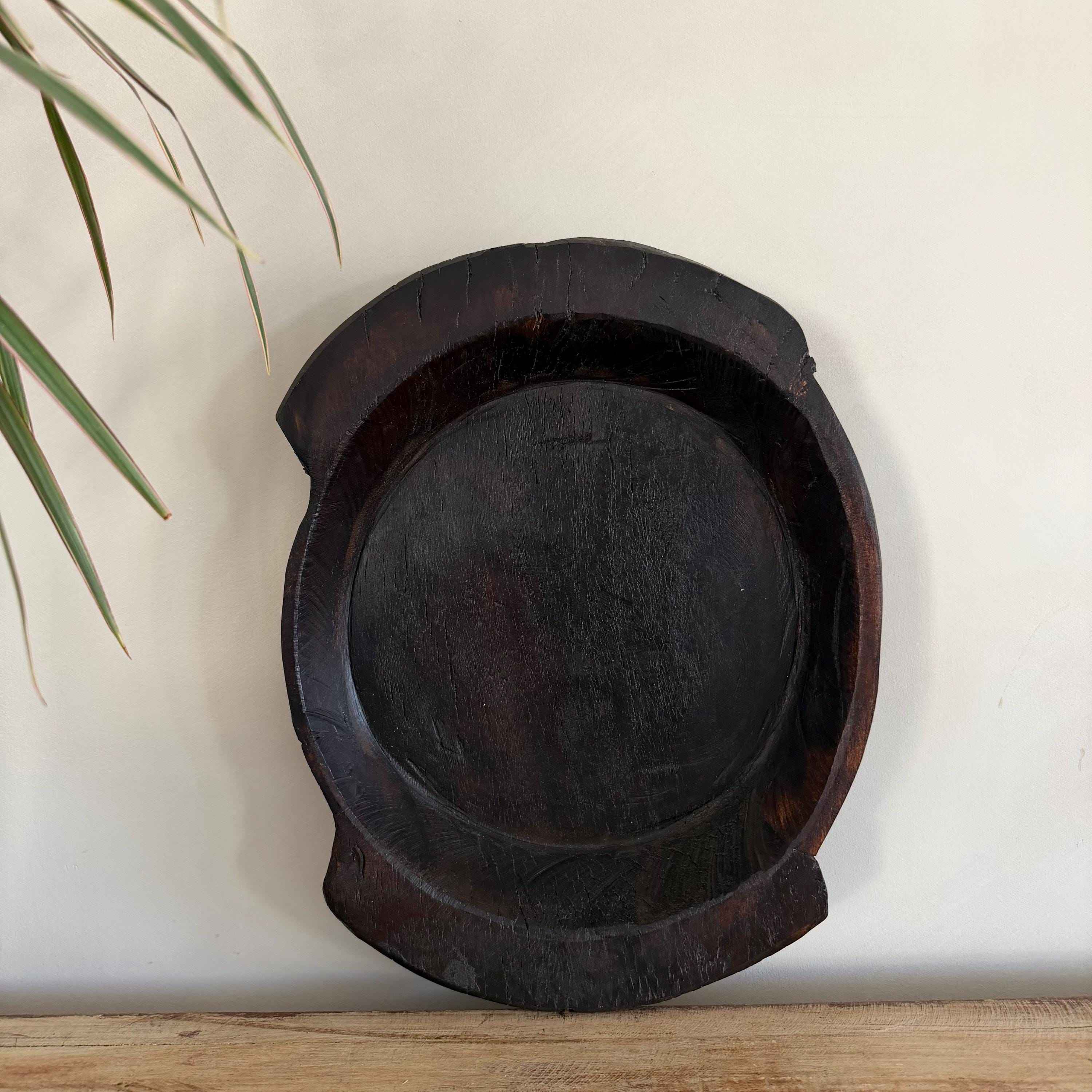 Vintage Teak Wood Dough Bowl | Rustic Parat Tray 15.7"