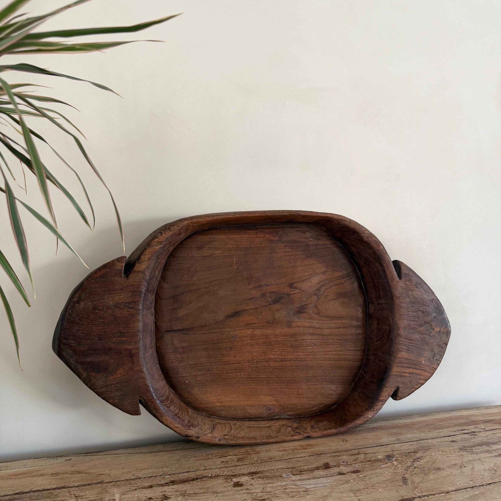 Vintage Teak Wood Dough Bowl | Rustic Parat Tray 28.5"