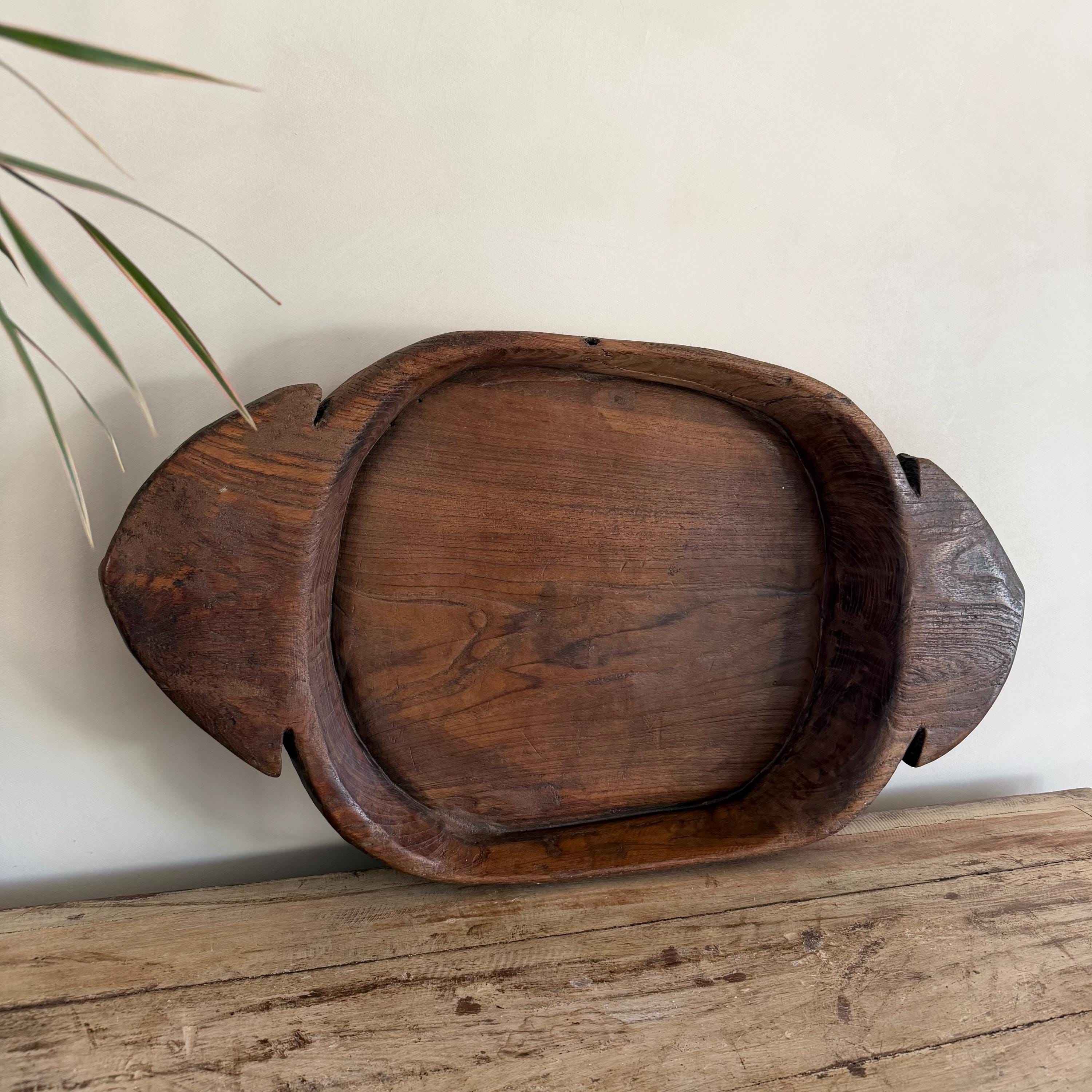 Vintage Teak Wood Dough Bowl | Rustic Parat Tray 28.5"