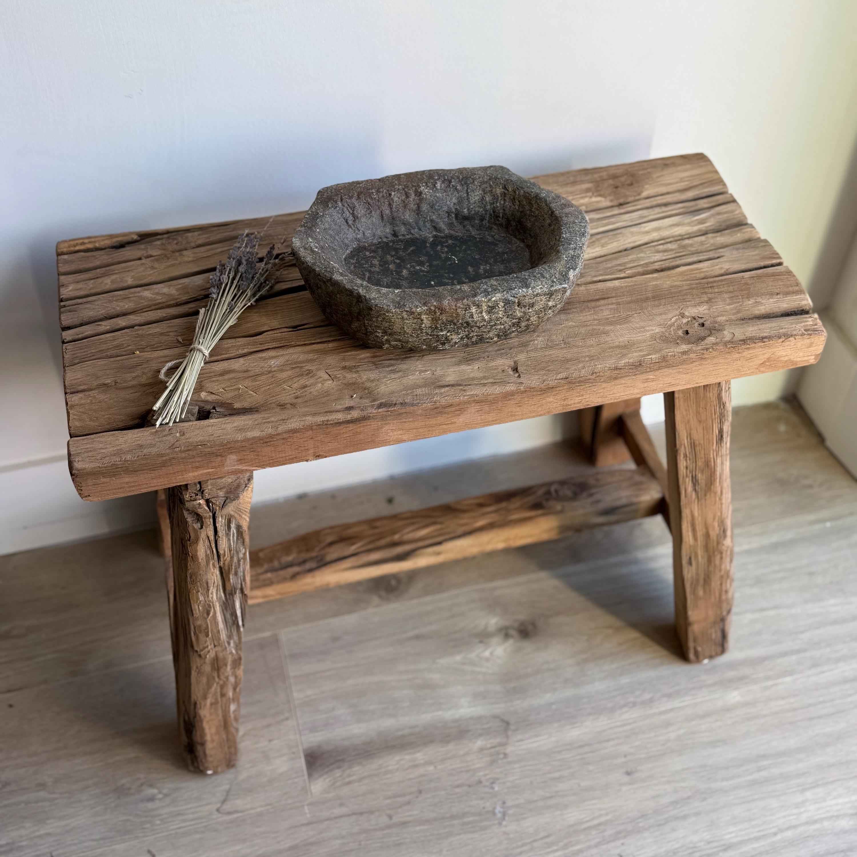 Vintage Marble Kharal 9.5" Stone Tray, Antique Limestone Carved Oval Tray, Primitive Stone Centerpiece