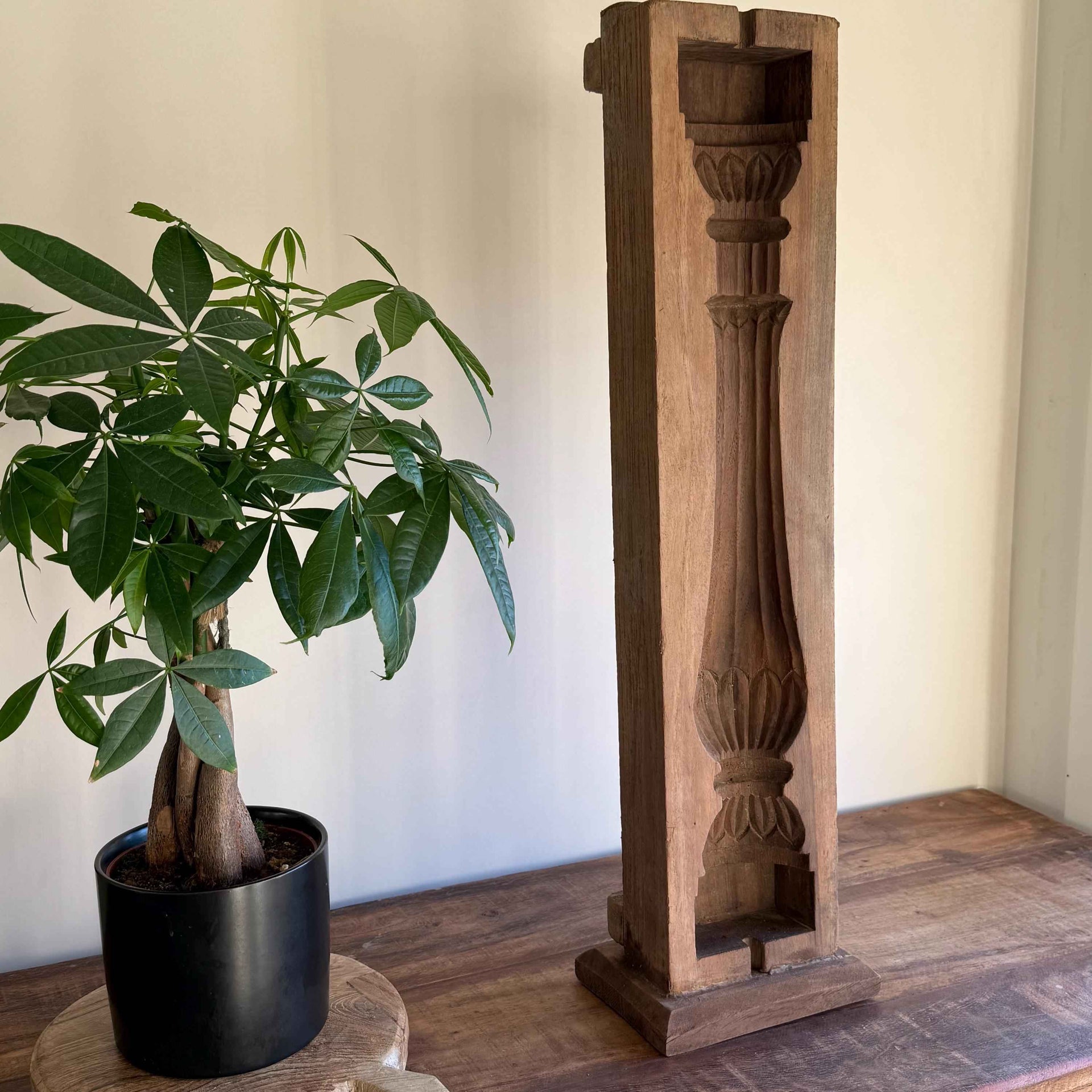 Vintage Concrete Mold 27" | Wood Console Decor