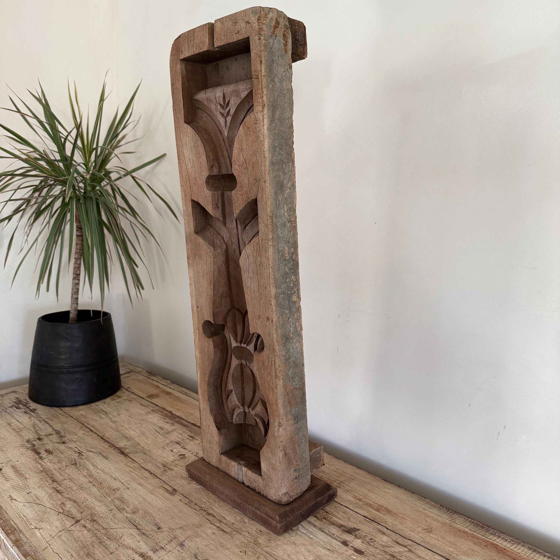 Vintage Concrete Mold 27" | Wood Console Decor