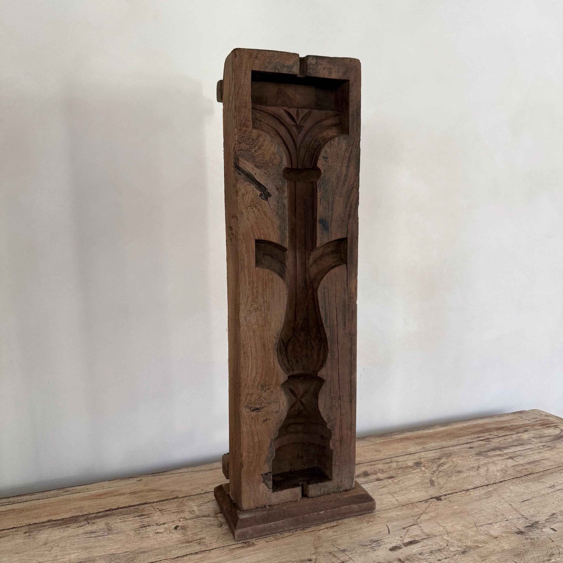 Vintage Concrete Mold 27" | Wood Console Decor