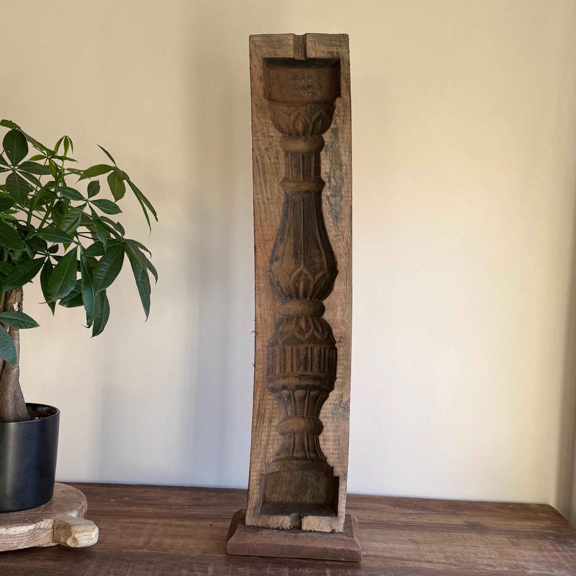 Vintage Concrete Mold 27" | Wood Console Decor