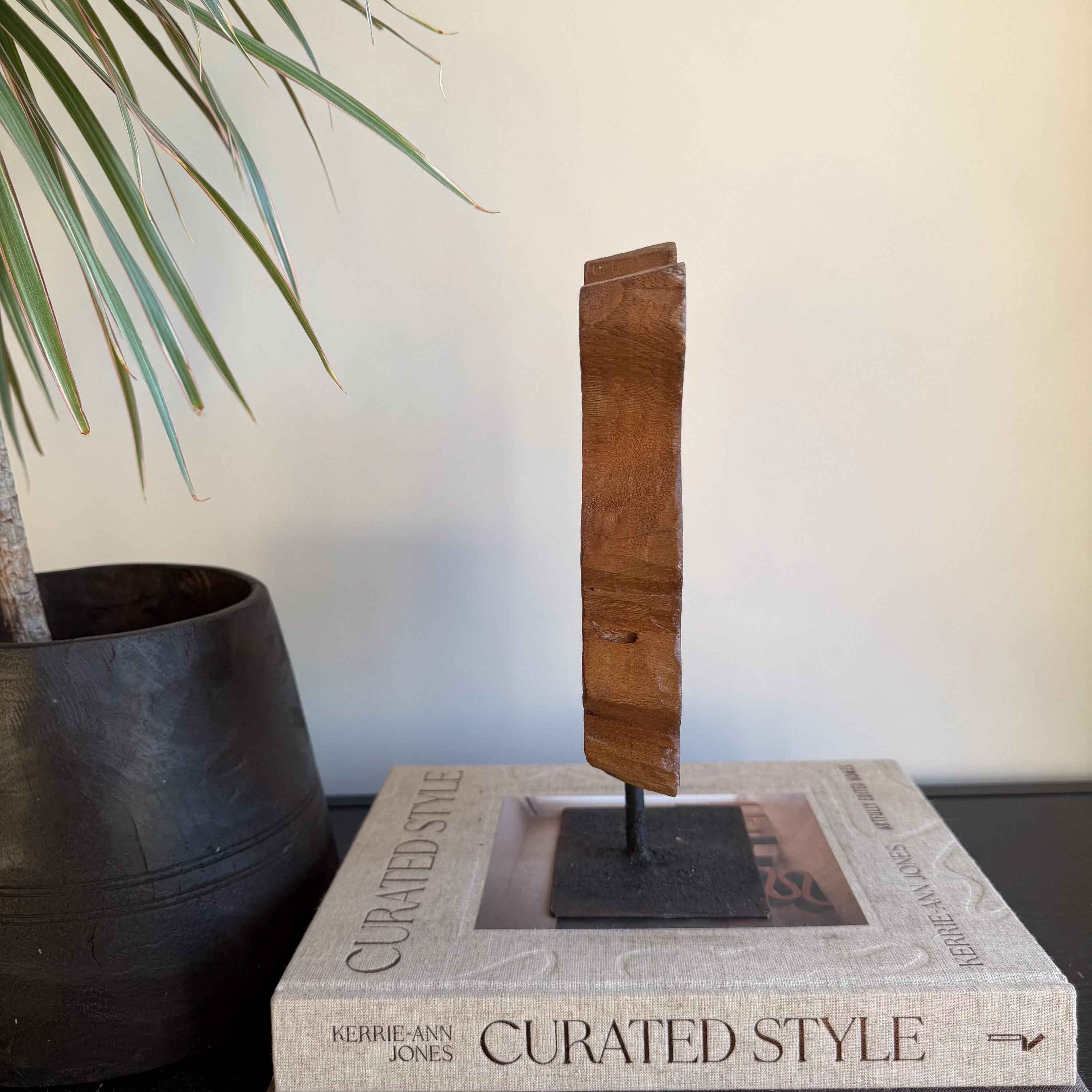 Vintage Wooden Printing Stamp on Iron Stand, Fabric/Textile Print Tool