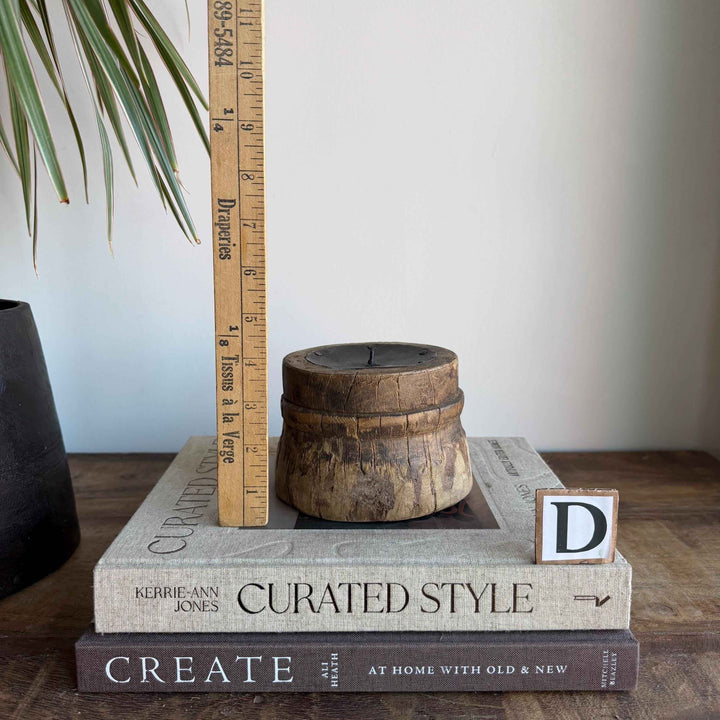 Vintage Wooden Wheel Candle Holder - Small