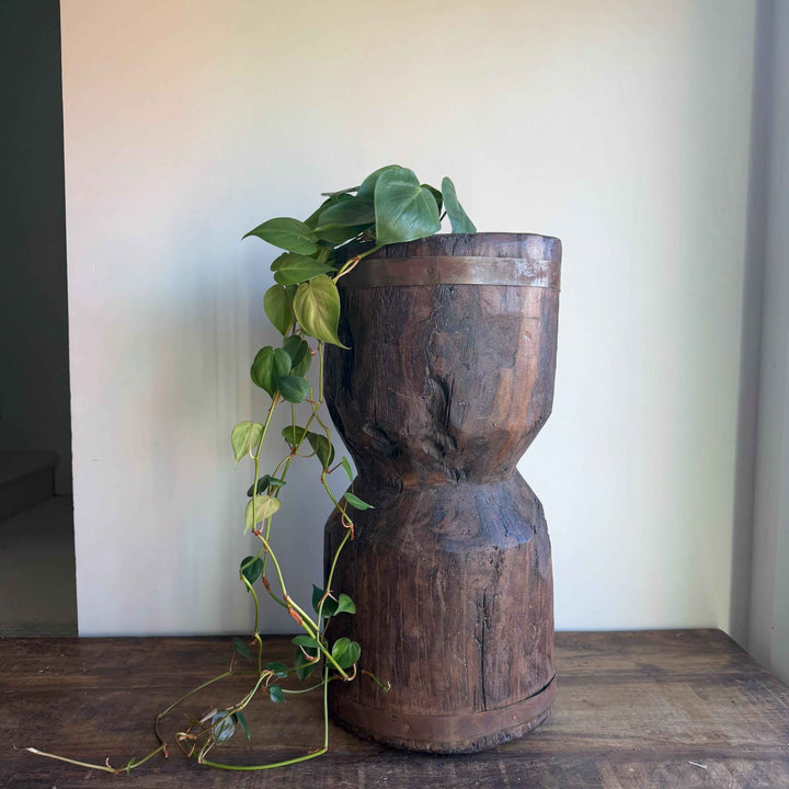 Antique Wooden Ukhali Planter 21.5"