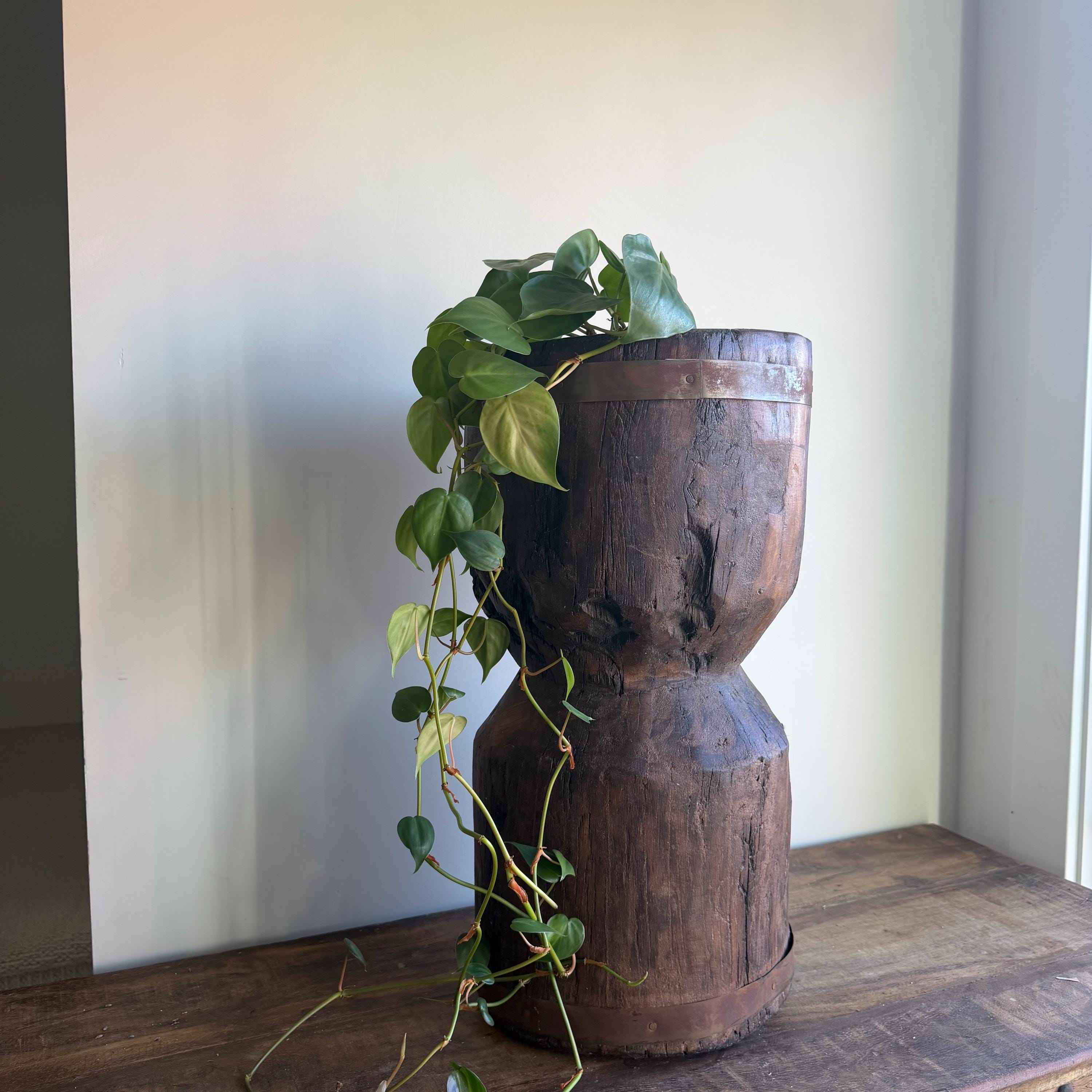 Antique Wooden Ukhali Planter 21.5"