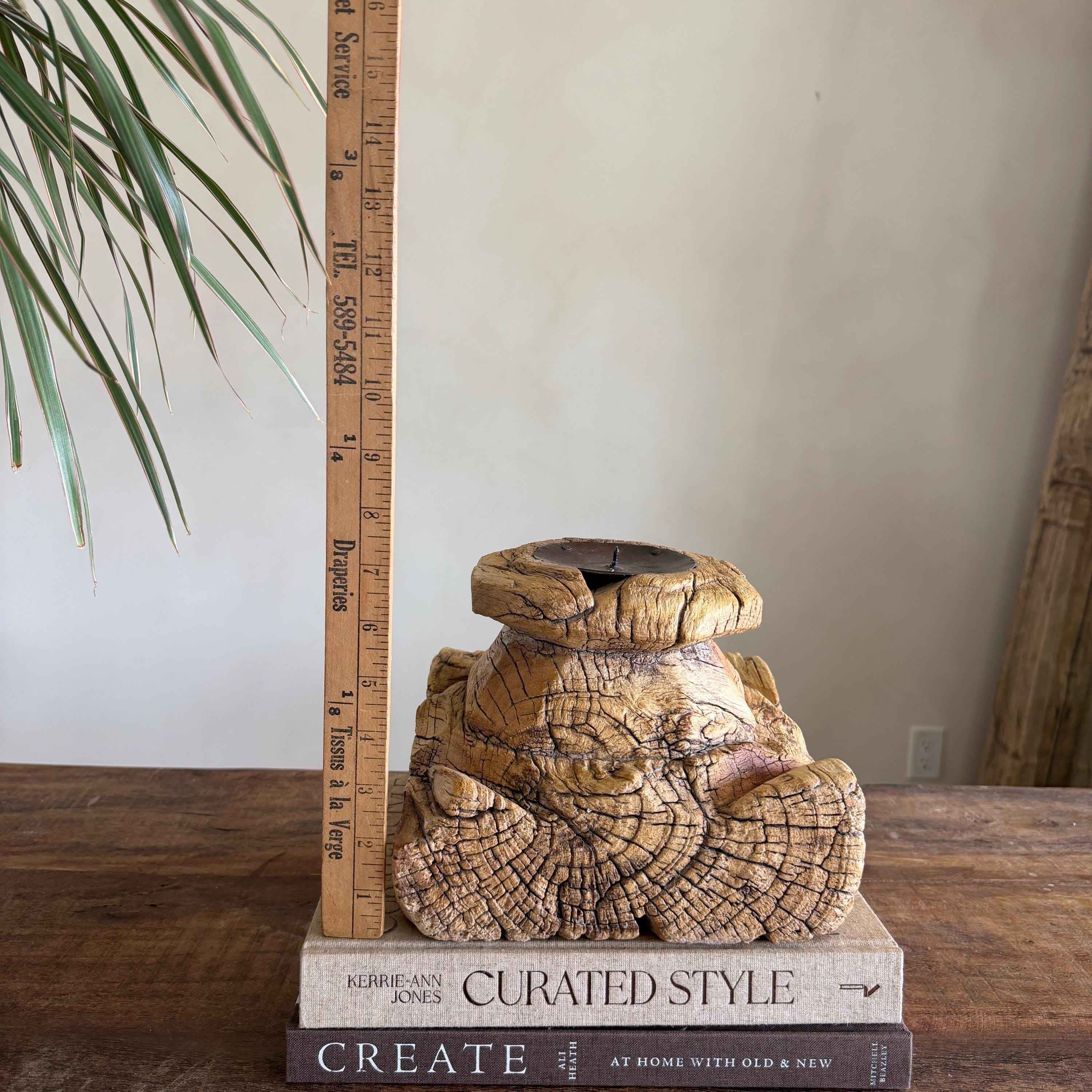 Vintage Teak Palace Capital Candle Holder | Hand-Carved Royal Relic