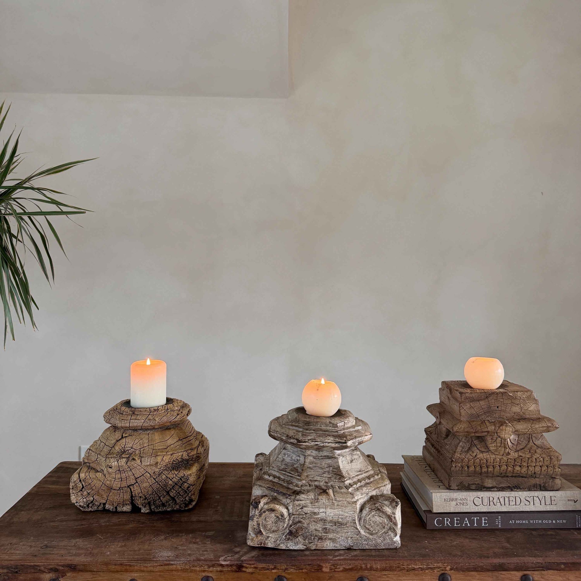 Vintage Teak Palace Capital Candle Holder | Hand-Carved Royal Relic