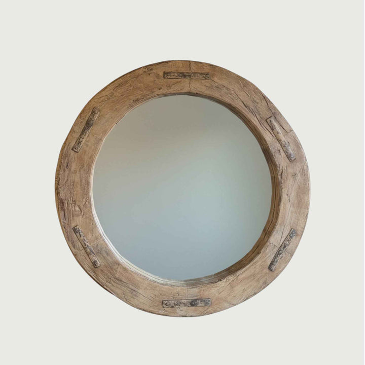 Reclaimed Wheel Mirror Bleached 27"