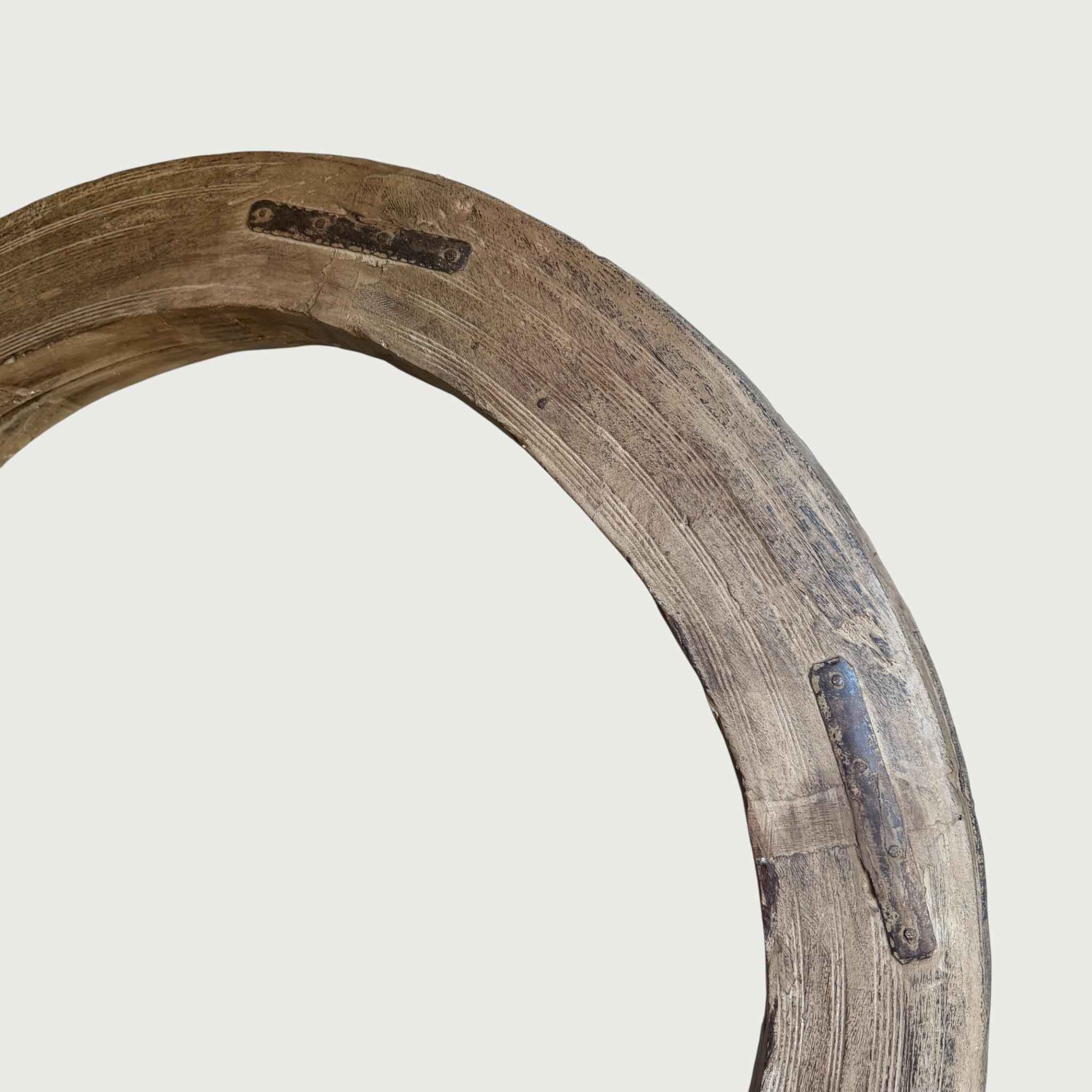 Reclaimed Wheel Mirror Bleached