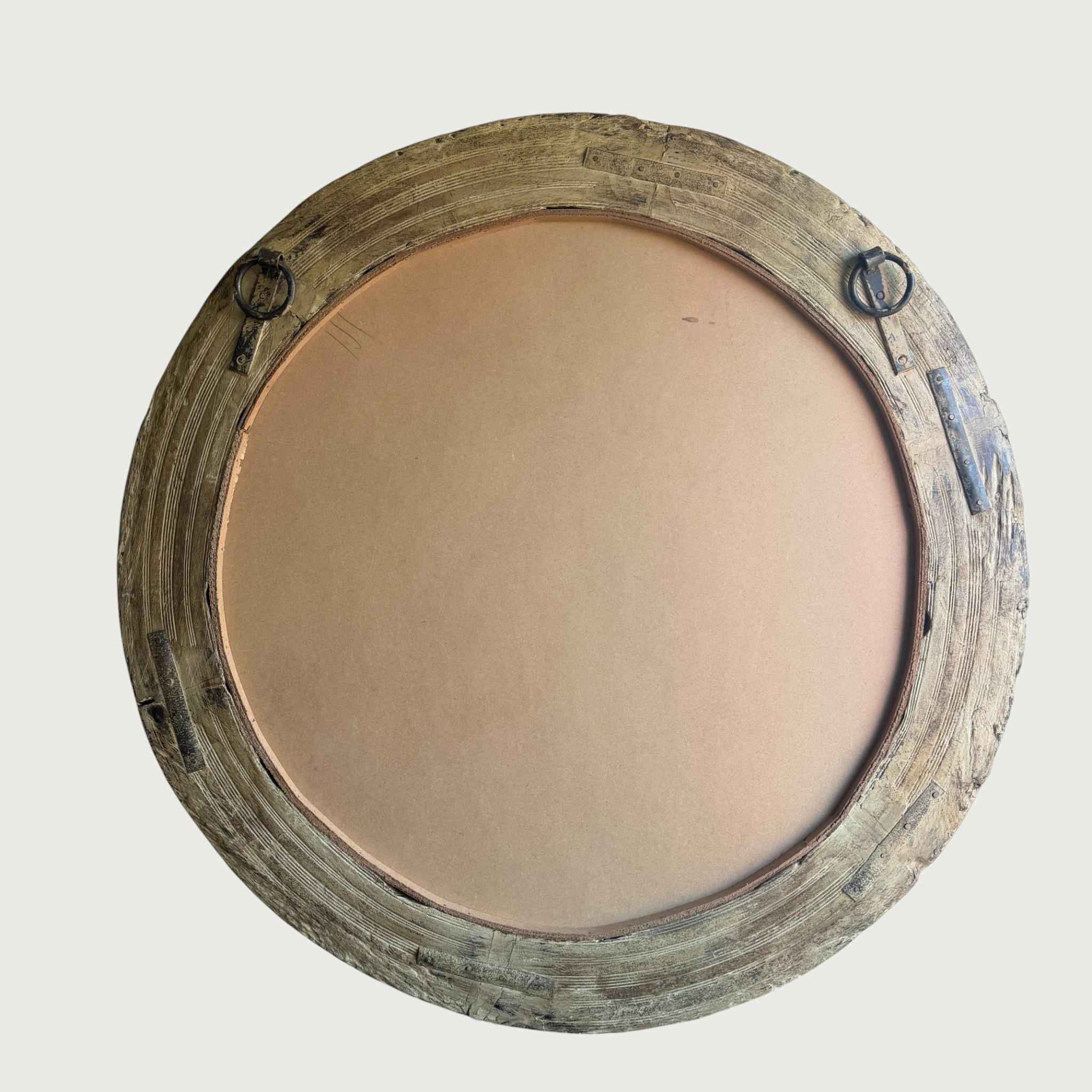 Reclaimed Wheel Mirror Bleached