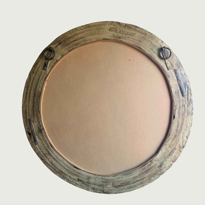 Reclaimed Wheel Mirror Bleached