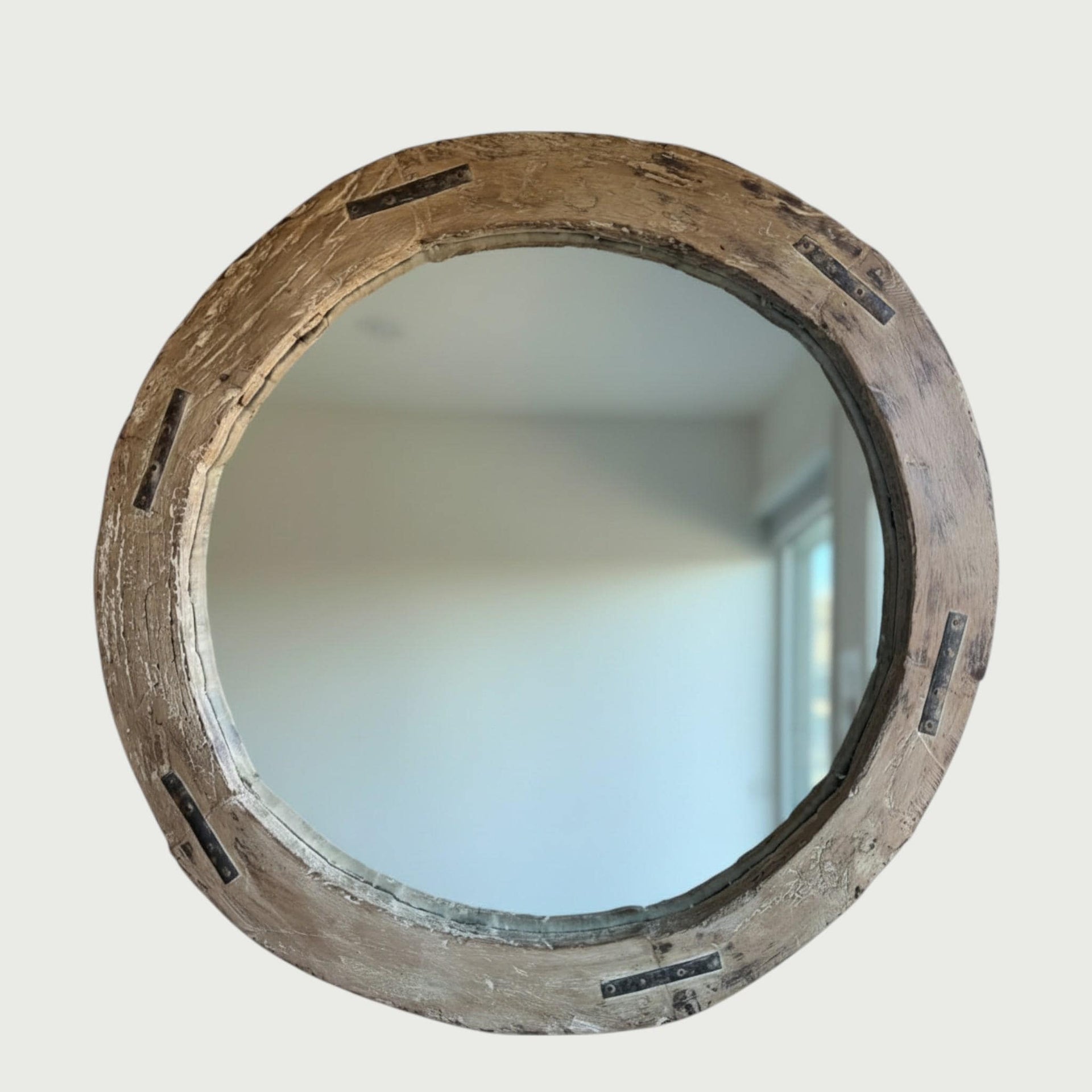Reclaimed Wheel Mirror Bleached 3