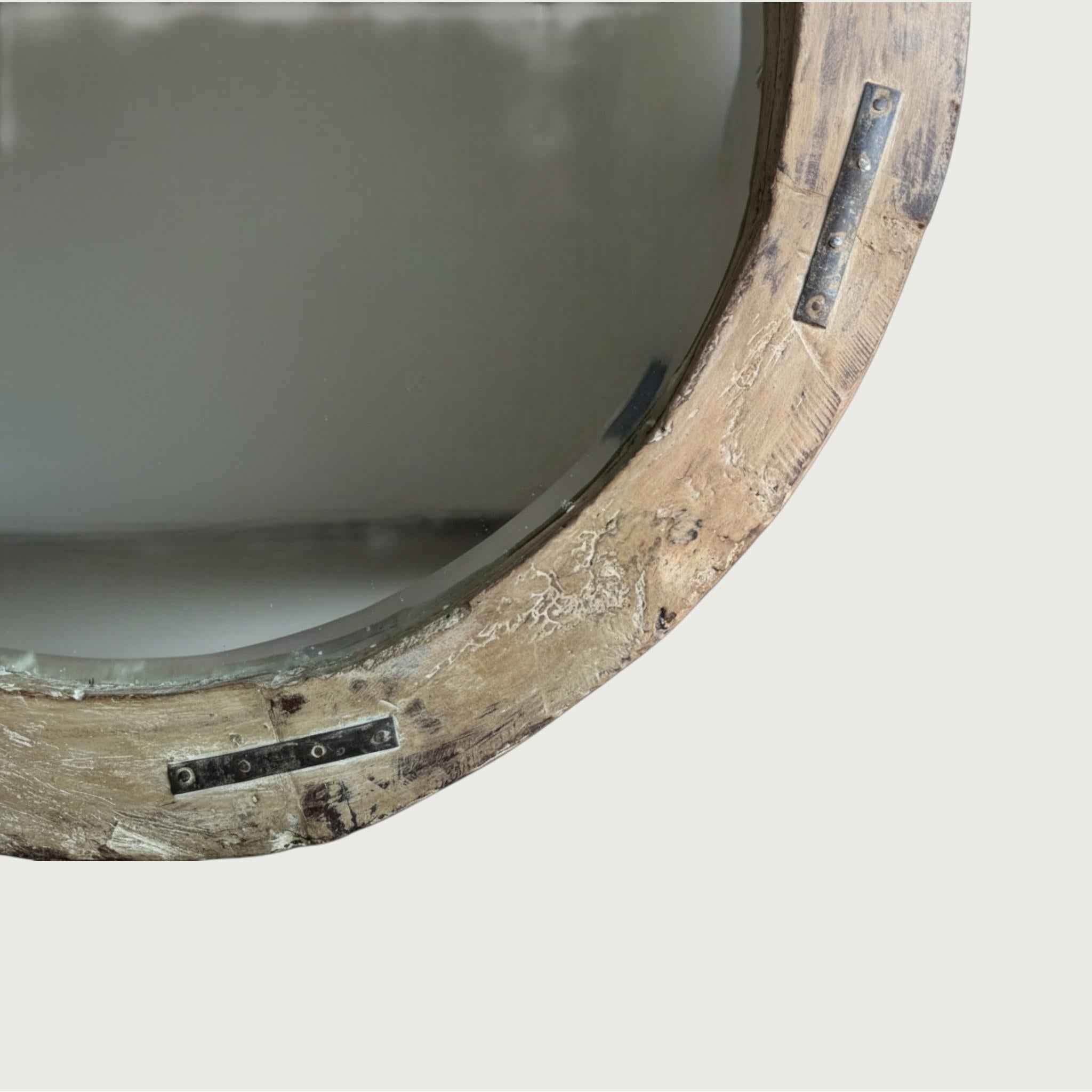 Reclaimed Wheel Mirror Bleached