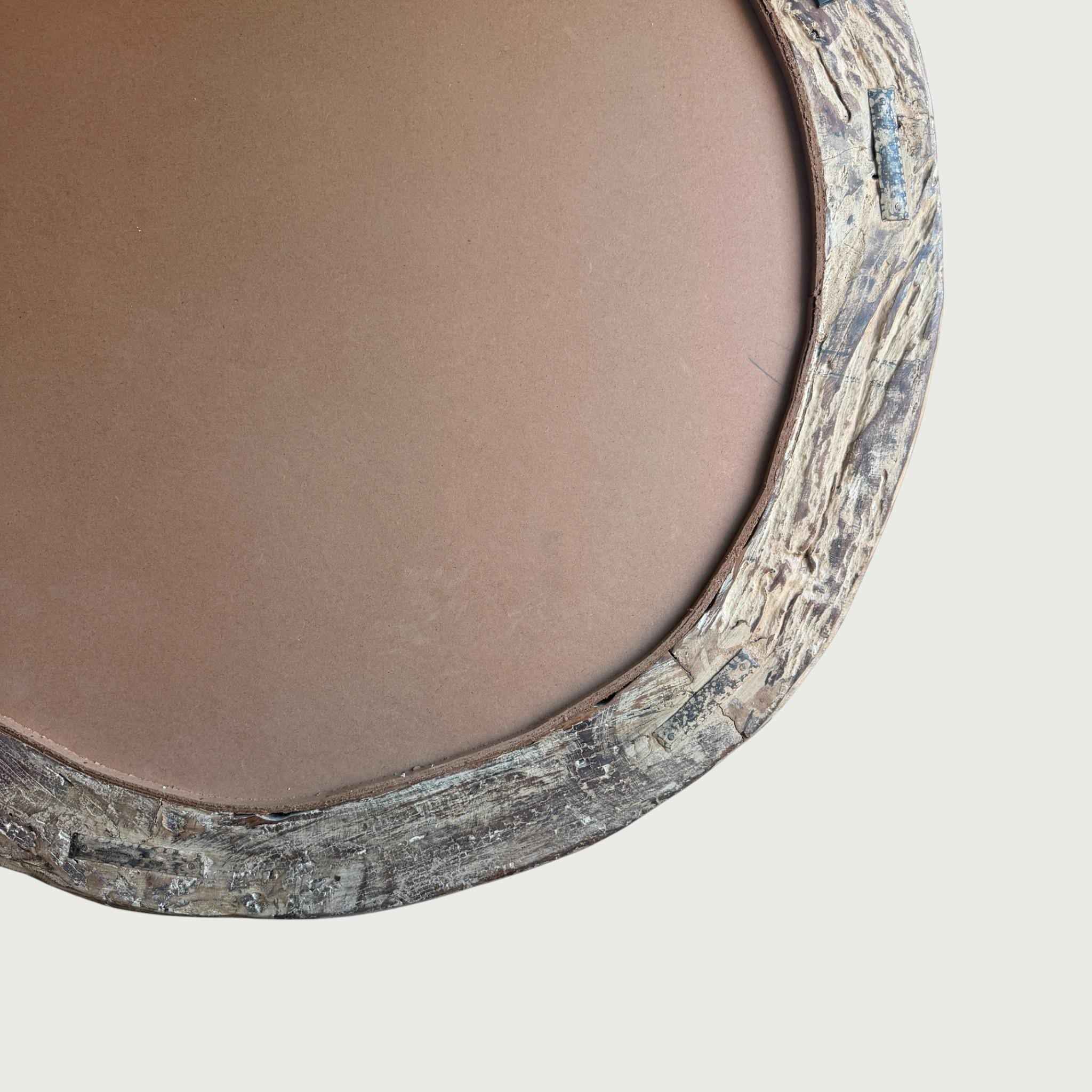 Reclaimed Wheel Mirror Bleached