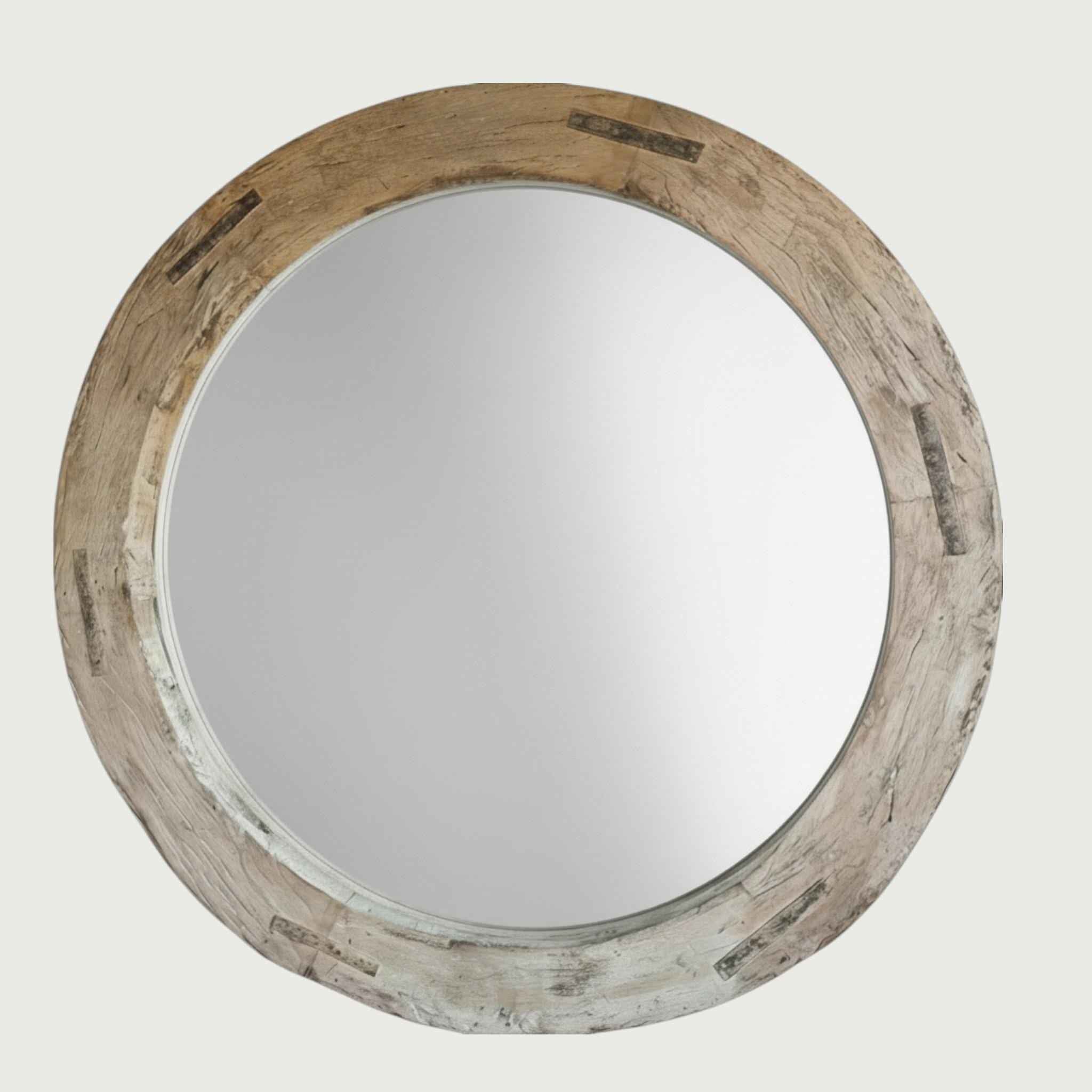 Reclaimed Wheel Mirror Bleached