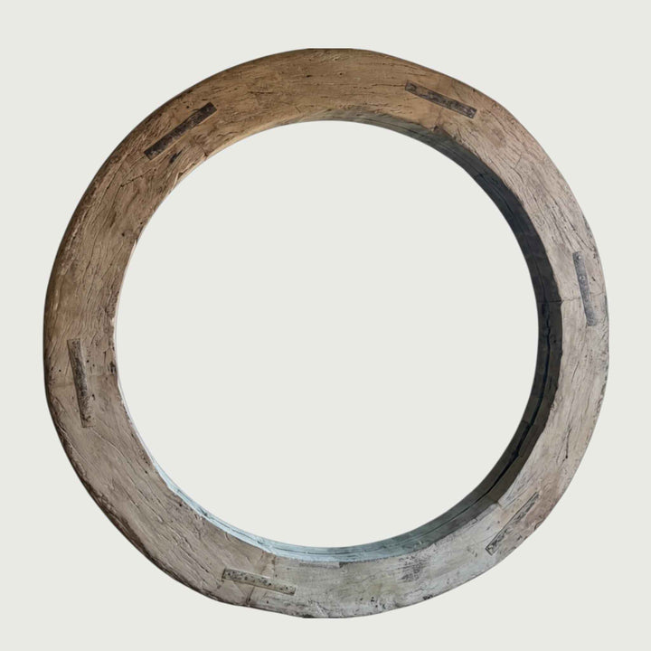 Reclaimed Wheel Mirror Bleached