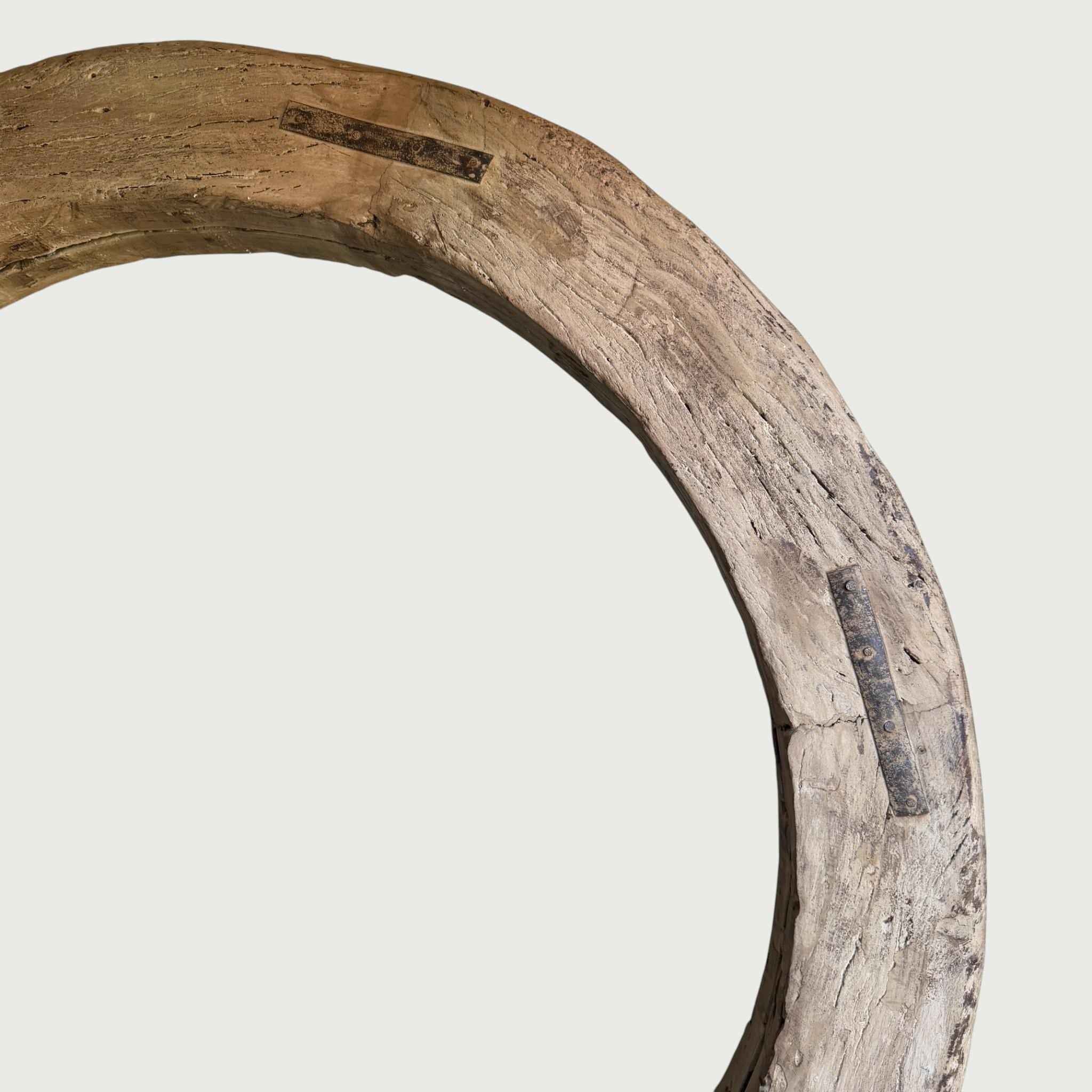 Reclaimed Wheel Mirror Bleached