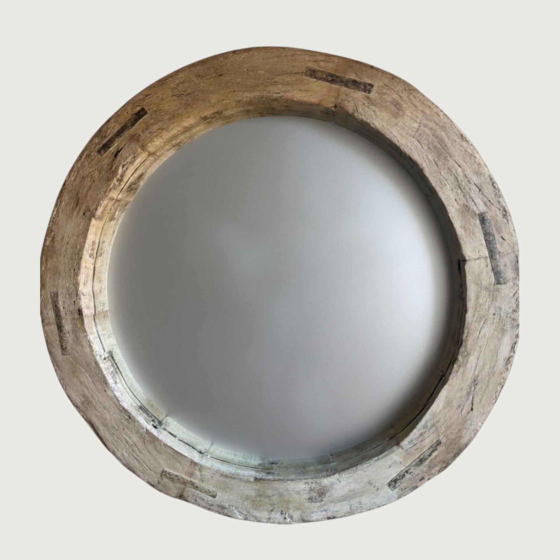 Reclaimed Wheel Mirror Bleached