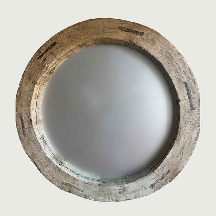 Reclaimed Wheel Mirror Bleached