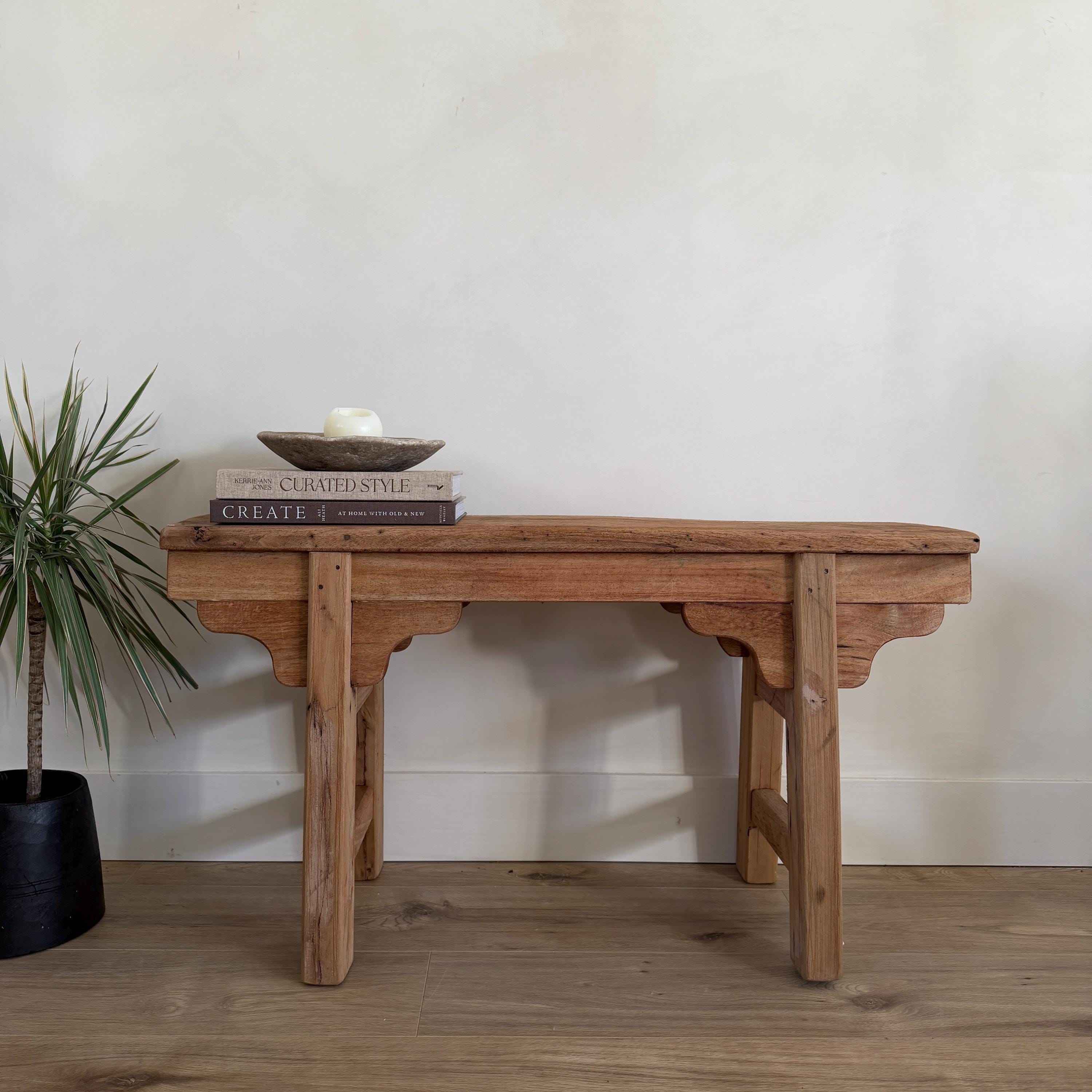 Vintage Inspired Noodle Bench | Heavy Rustic Wooden Bench