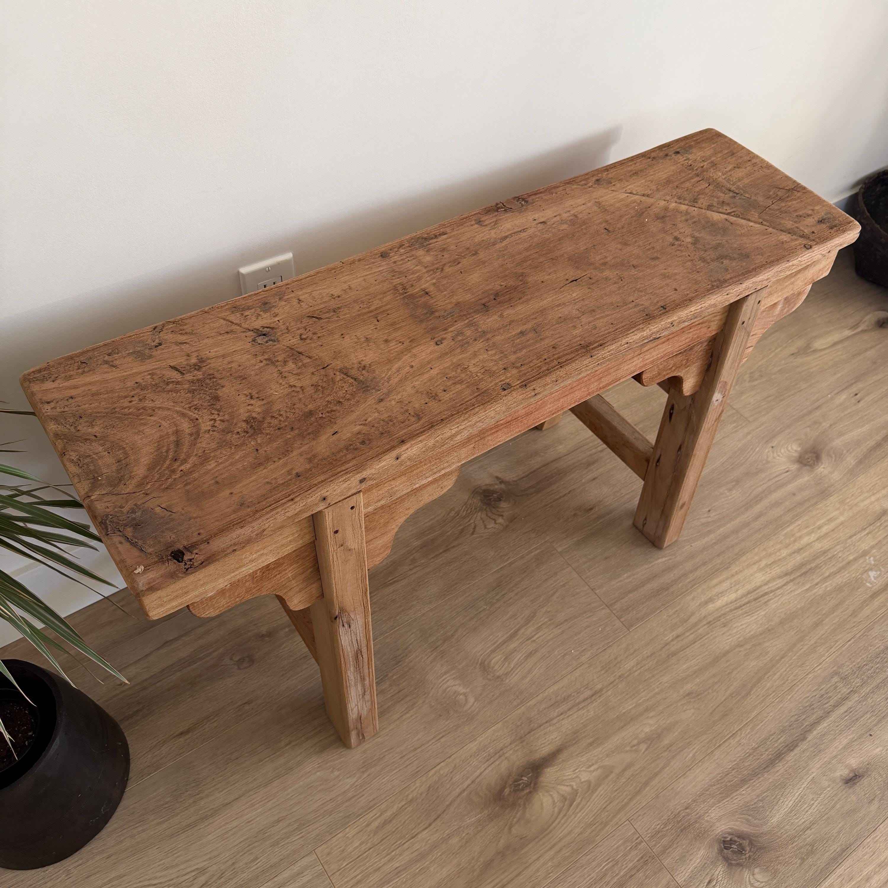 Vintage Inspired Noodle Bench | Heavy Rustic Wooden Bench