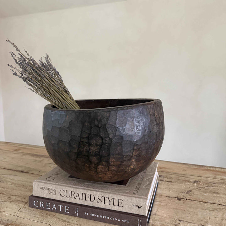 Vintage Teak Wood Dough Bowl | Rustic Hand Carved Bowl