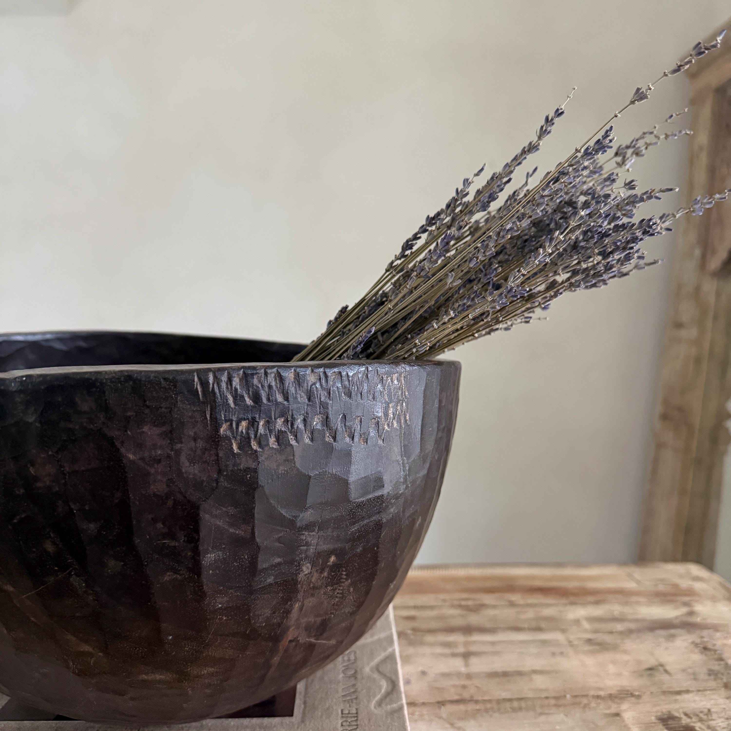 Vintage Teak Wood Dough Bowl | Rustic Hand Carved Bowl