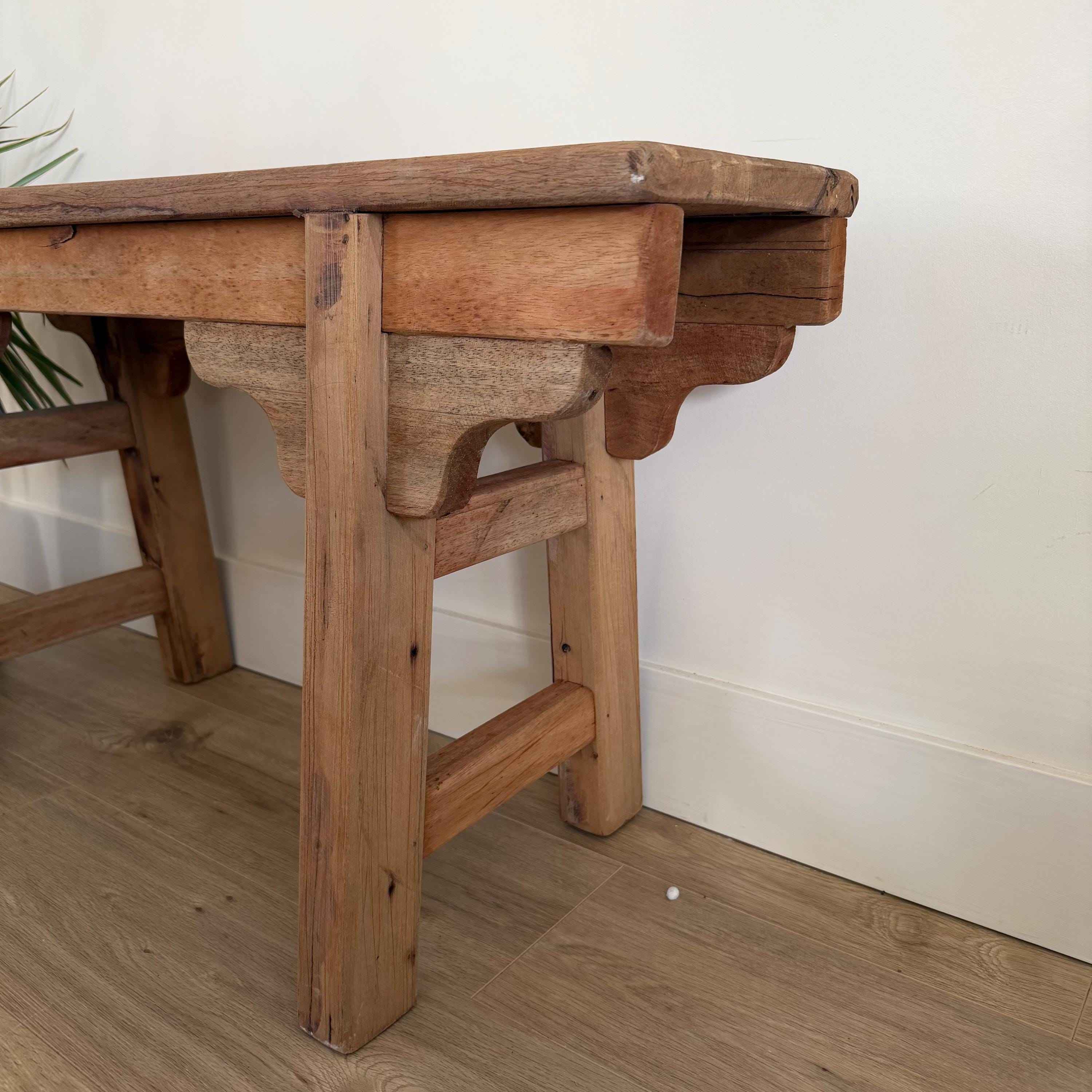 Vintage Inspired Noodle Bench | Heavy Rustic Wooden Bench