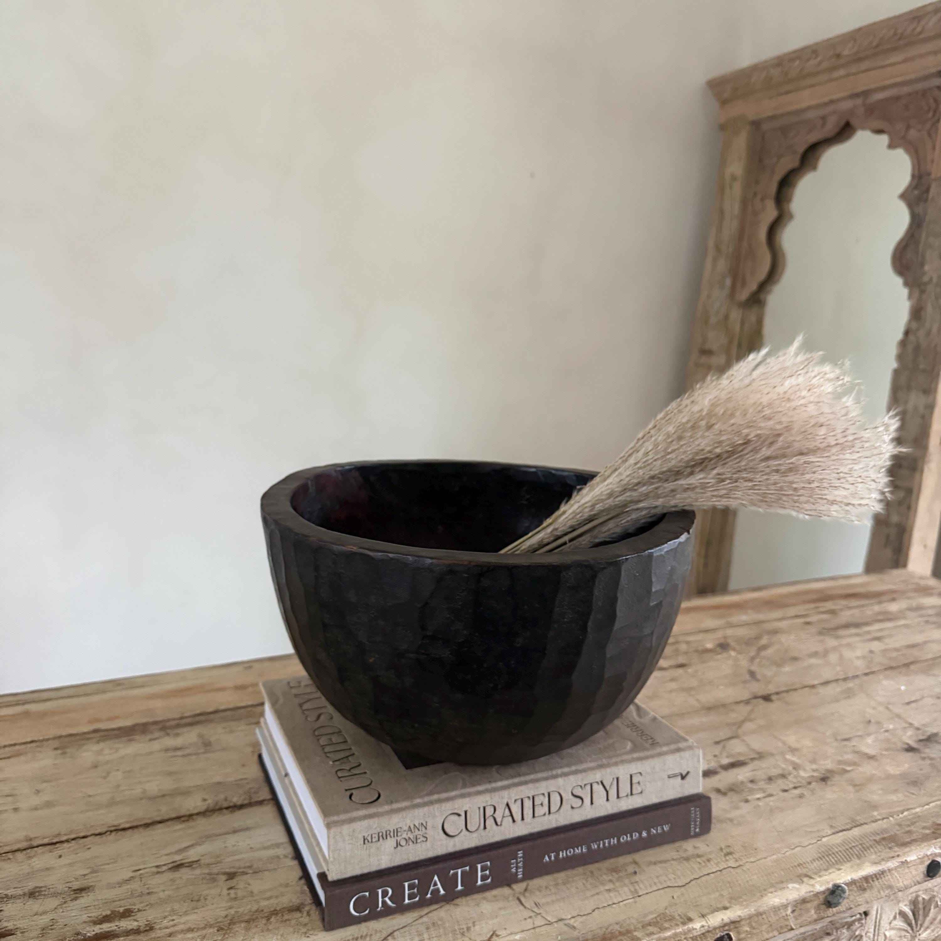 Vintage Teak Wood Dough Bowl | Rustic Hand Carved Bowl