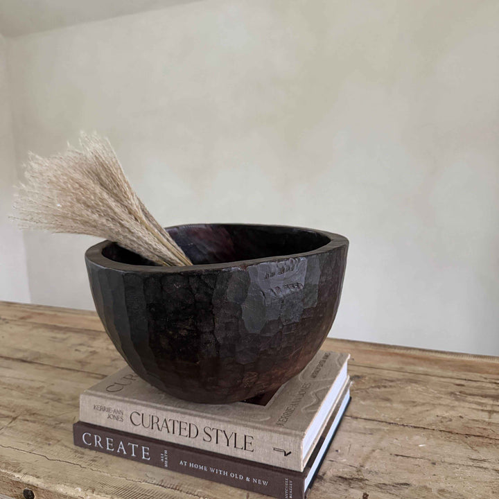 Vintage Teak Wood Dough Bowl | Rustic Hand Carved Bowl