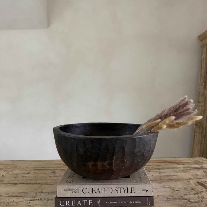 Vintage Teak Wood Dough Bowl | Rustic Hand Carved Bowl