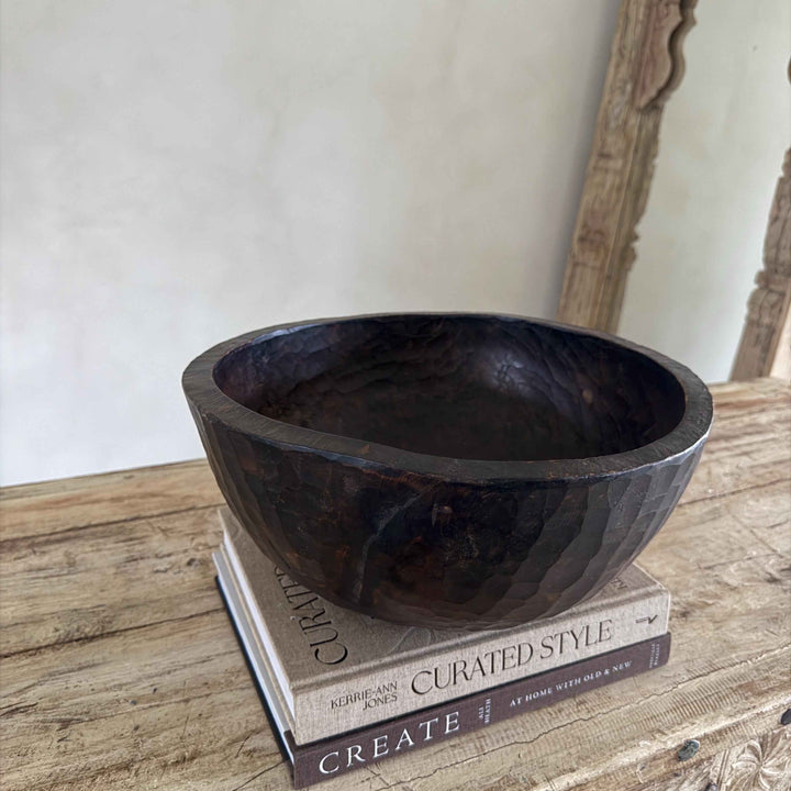 Vintage Teak Wood Dough Bowl | Rustic Hand Carved Bowl
