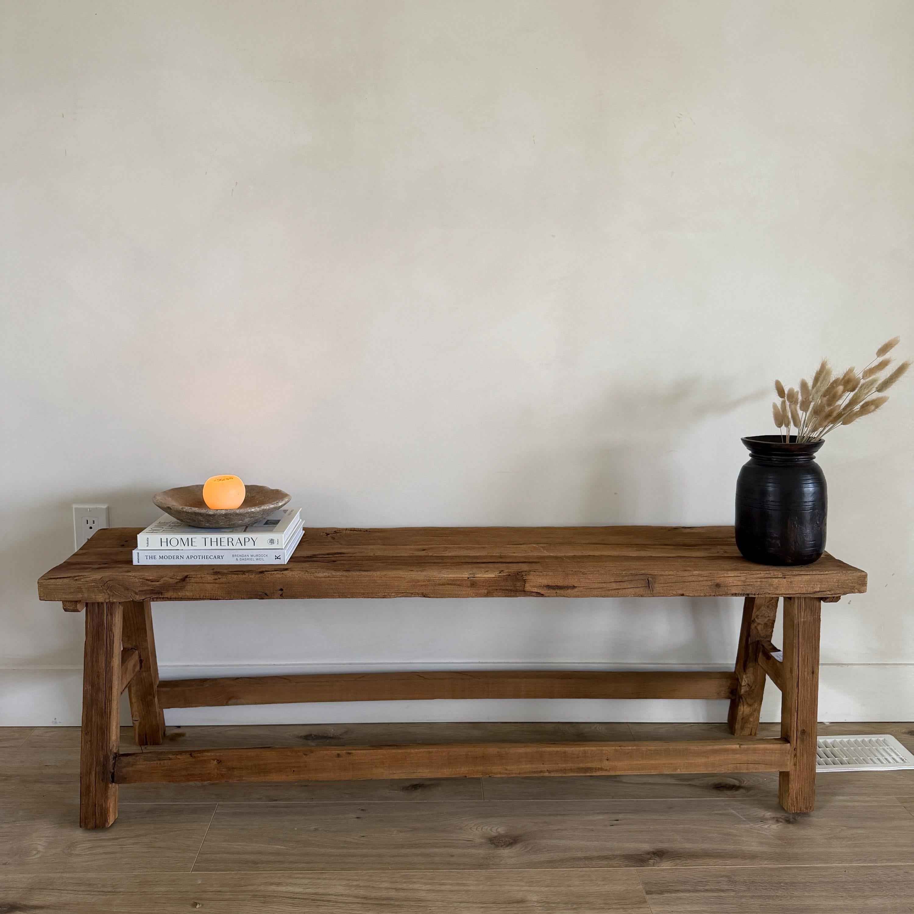 Rustic Farmhouse Entryway Bench | Handmade Reclaimed Wood Console Table