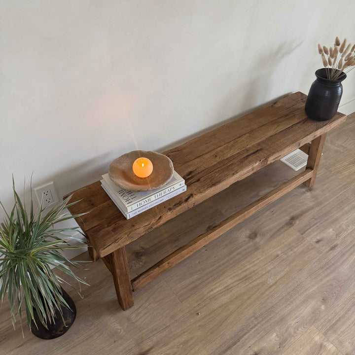 Rustic Farmhouse Entryway Bench | Handmade Reclaimed Wood Console Table