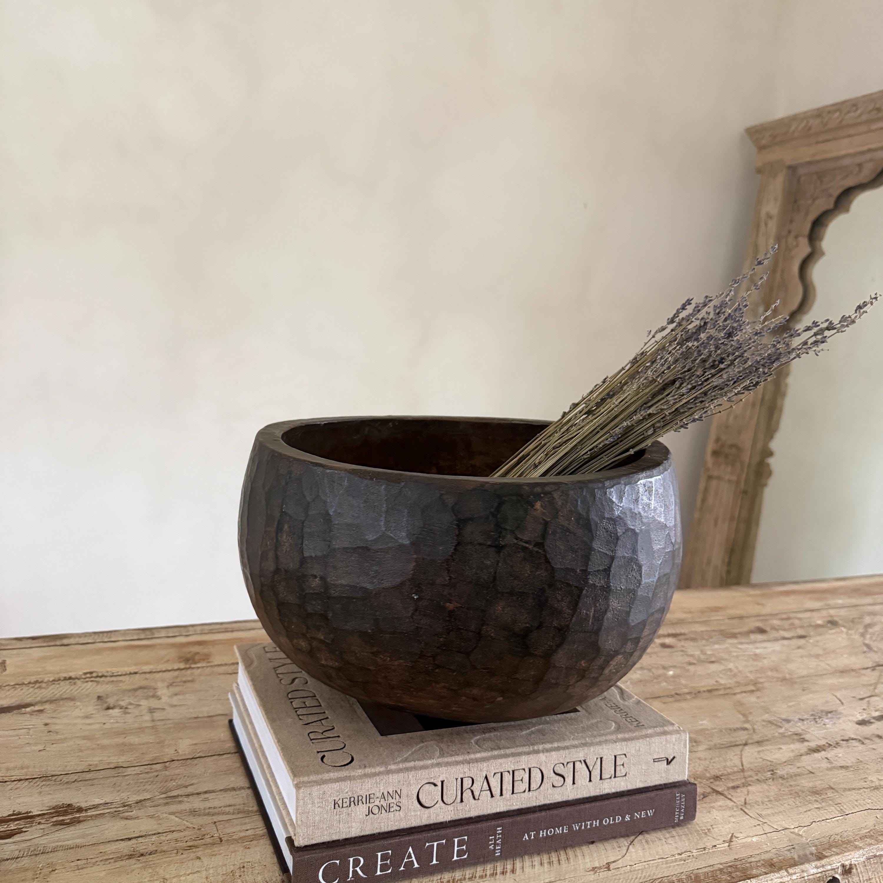 Vintage Teak Wood Dough Bowl | Rustic Hand Carved Bowl