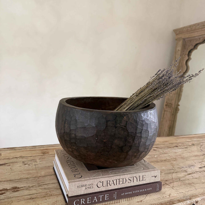 Vintage Teak Wood Dough Bowl | Rustic Hand Carved Bowl